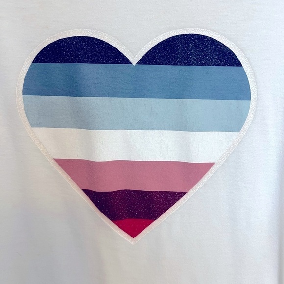 💕 EV1 Ellen Degeneres Baseball 3/4 Length Sleeve Striped Heart Novelty Tee S - Picture 5 of 5